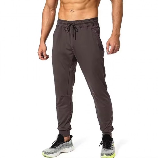 Men's Cotton Straight Casual Elastic Waist Lightweight Trousers