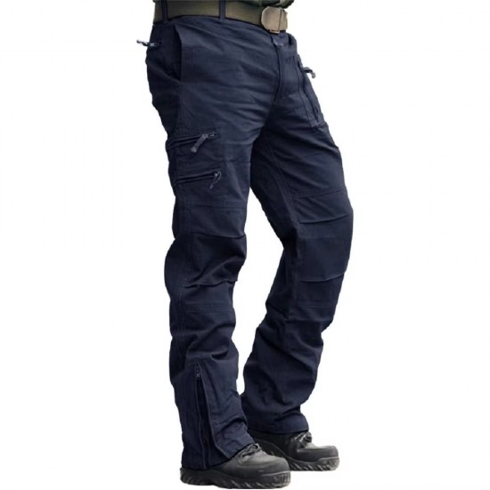 Men's Cotton Casual Outdoor Work Elastic Waist Cargo Pants