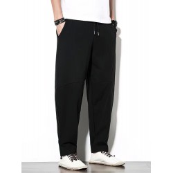 Men's Cotton Polyester Linen Loose Wide Leg Sweatpants