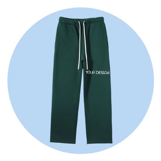 Men's Fleece Cotton Loose Straight Casual Sweatpants