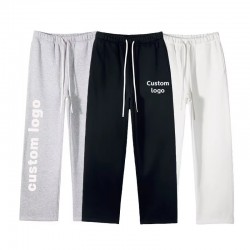 Men's Fleece Cotton Loose Straight Casual Sweatpants