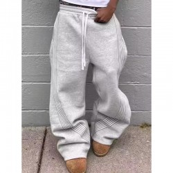 Men's Fleece Cotton Polyester Loose Wide Leg Pants