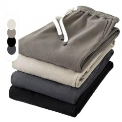 Men's Cotton Polyester Straight Sports Elastic Waist Pants