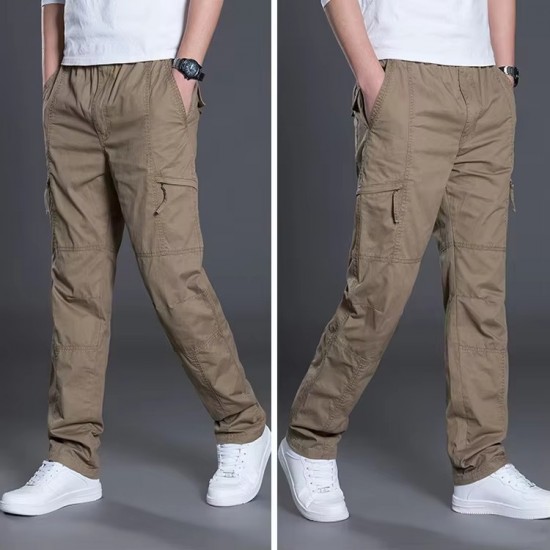 Men's Cotton Casual Outdoor Tactical Elastic Waist Cargo Pants