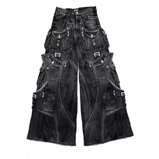 Men's Cotton Loose Wide Leg Vintage Lightweight Jeans